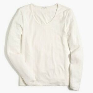 J.Crew Factory Ivory Long Sleeve Marled Tee in Signature Cozy Yarn Size S